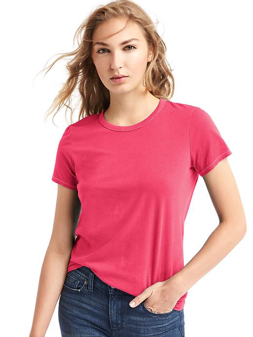 1 of 8 showing, with the color summer azalea of product Vintage wash sueded crewneck tee