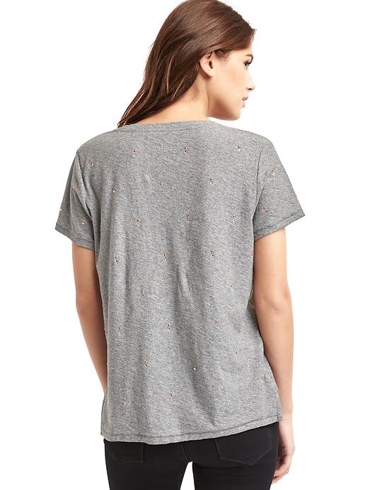 2 of 8 showing, with the color charcoal gray of product Stud scoop neck tee