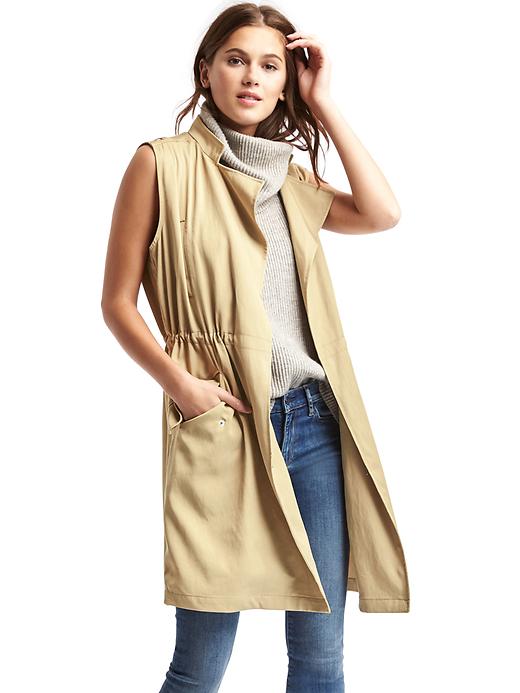 1 of 8 showing, with the color iconic khaki of product Long TENCEL™ trench vest
