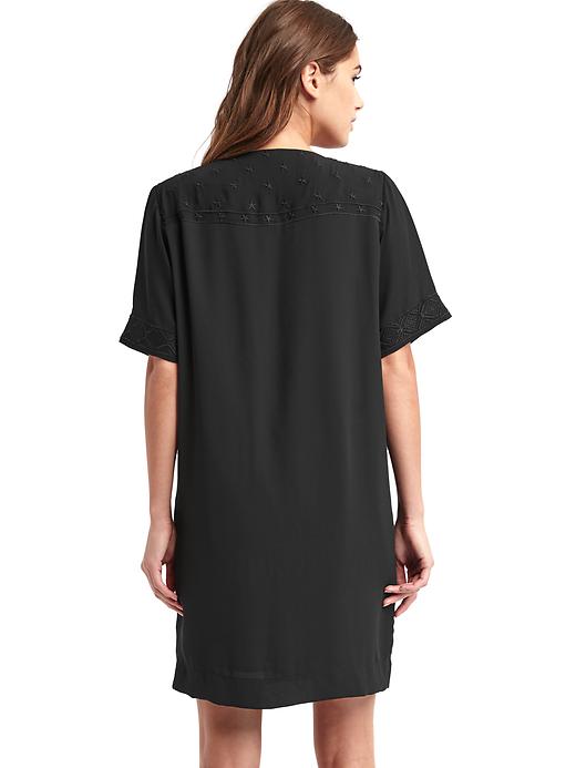 2 of 8 showing, with the color true black of product Flowy embroidered shift dress