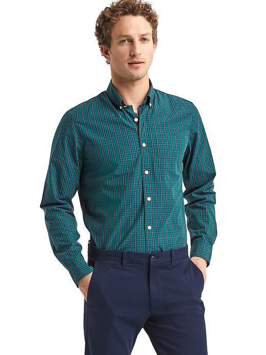 1 of 8 showing, with the color green pine of product True wash tartan standard fit shirt