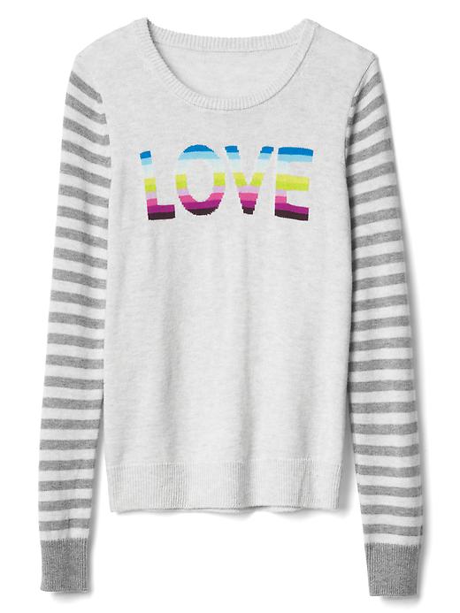 Image number 6 showing, Love intarsia crewneck sweater