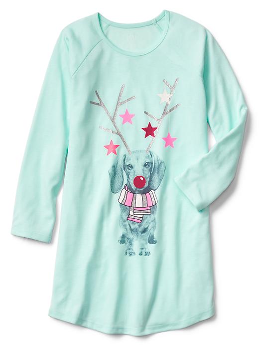 1 of 8 showing, with the color soft jade of product Festive puppy nightgown