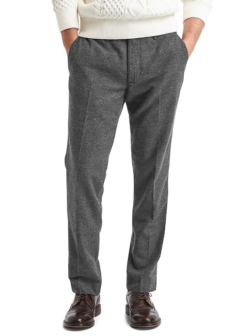 1 of 8 showing, with the color charcoal gray of product Textured wool-blend slim fit trouser
