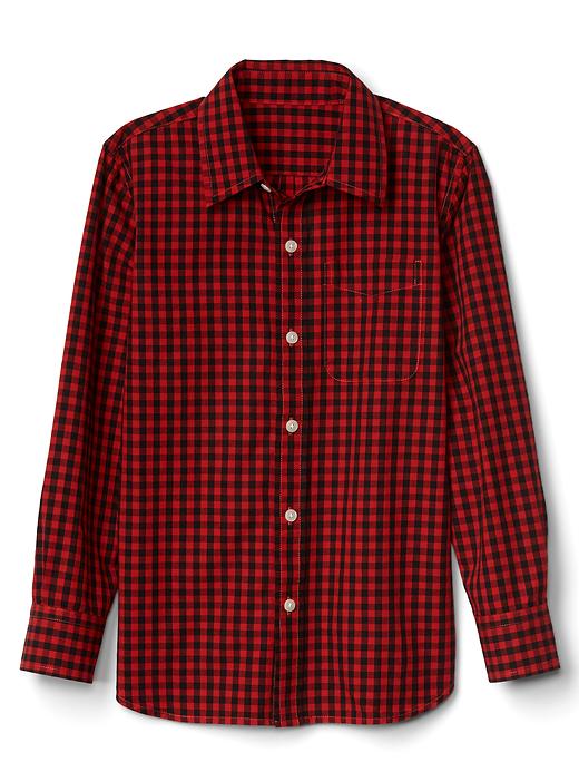 1 of 8 showing, with the color pure red of product Gingham poplin shirt