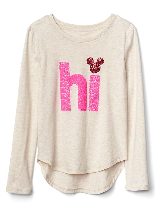 1 of 8 showing, with the color oatmeal of product GapKids &#124 Disney Mickey Mouse and Minnie Mouse sequin graphic tee