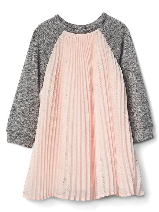 1 of 8 showing, with the color light pink of product Pleated chiffon raglan dress