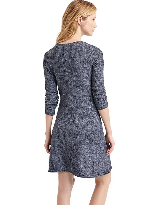2 of 8 showing, with the color navy marl of product Softspun knit long sleeve swing dress