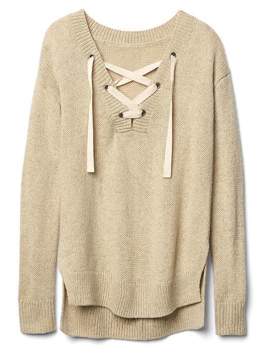 Image number 6 showing, Lace-up long sleeve sweater