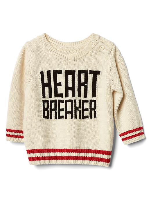 1 of 8 showing, with the color french vanilla of product Heartbreaker intarsia crew sweater