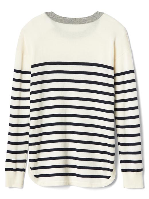 2 of 8 showing, with the color ivory frost of product Embellished heart crew sweater