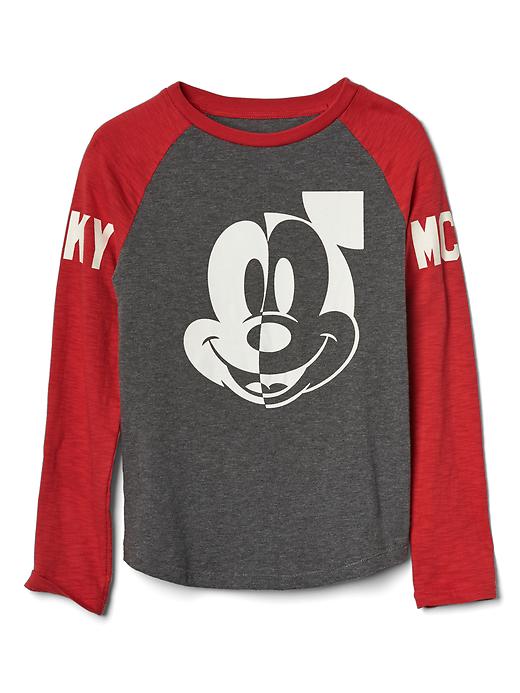 1 of 8 showing, with the color heather grey of product GapKids &#124 Disney Mickey Mouse graphic baseball tee