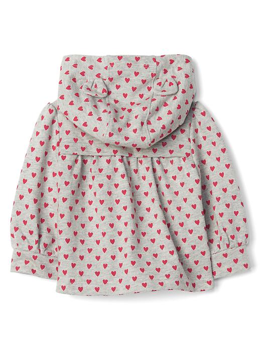 2 of 8 showing, with the color gray of product Heart print zip bear hoodie