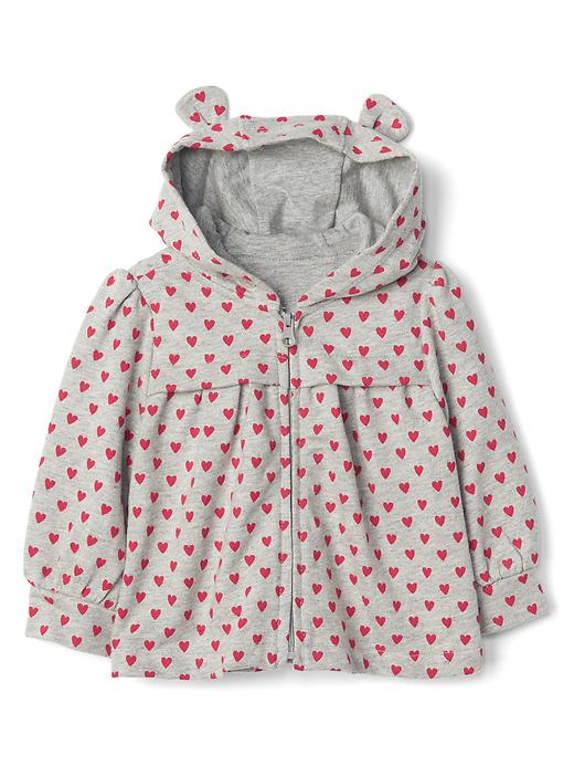 Image number 1 showing, Heart print zip bear hoodie