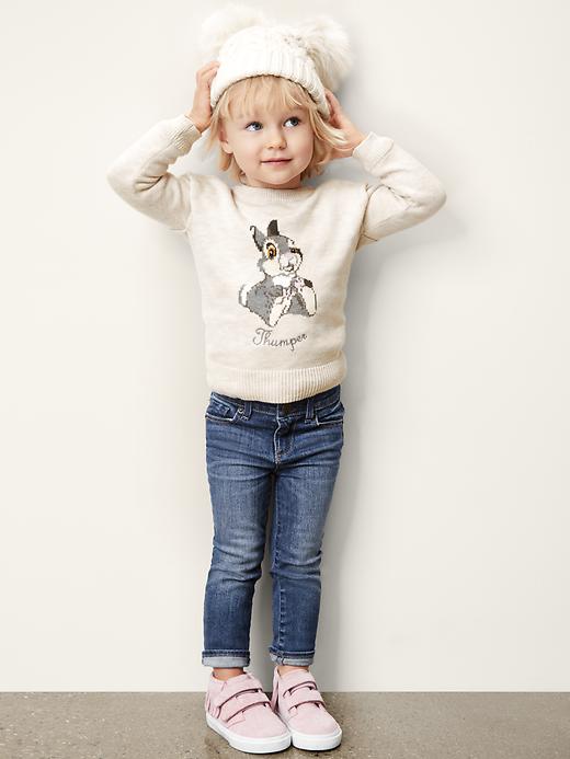 2 of 8 showing, with the color oatmeal heather of product babyGap &#124 Disney Baby Bambi intarsia crew sweater