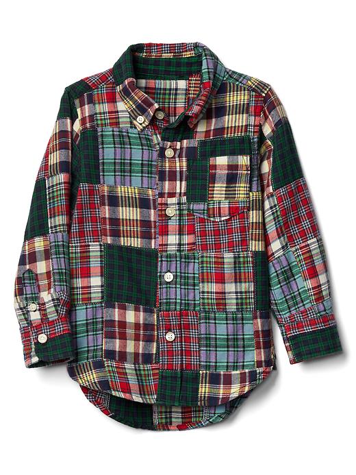 1 of 8 showing, with the color multi of product Patchwork button-down twill shirt