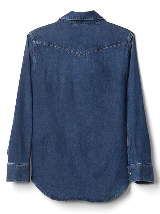 2 of 8 showing, with the color medium wash of product Kids Denim Shirt