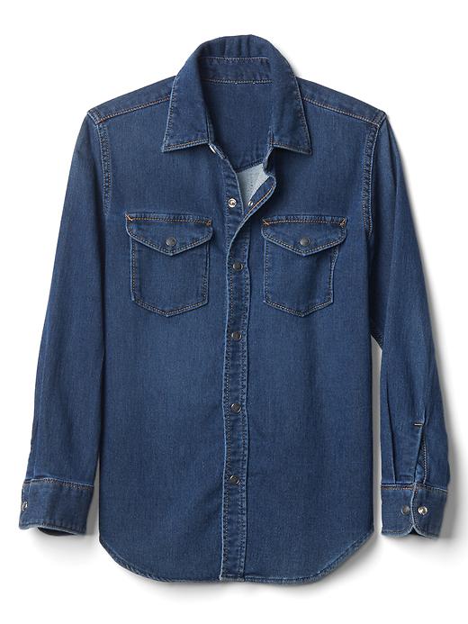 1 of 8 showing, with the color medium wash of product Kids Denim Shirt