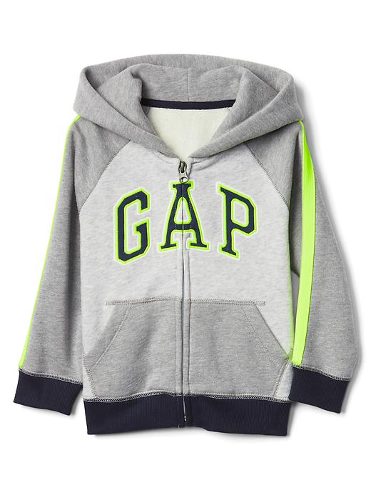 1 of 8 showing, with the color grey heather of product Logo colorblock zip hoodie