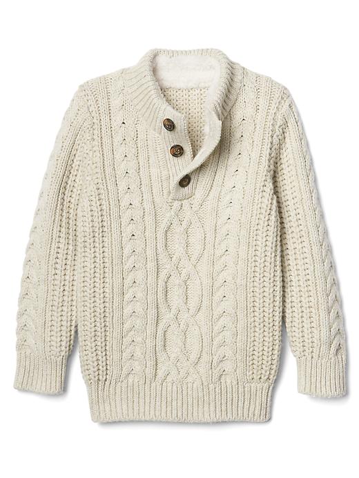 1 of 8 showing, with the color oatmeal heather of product Cozy cable mockneck sweater