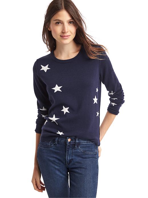1 of 8 showing, with the color dark night of product Star crewneck sweater