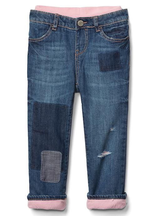 1 of 8 showing, with the color indigo patchwork of product 1969 lined straight jeans