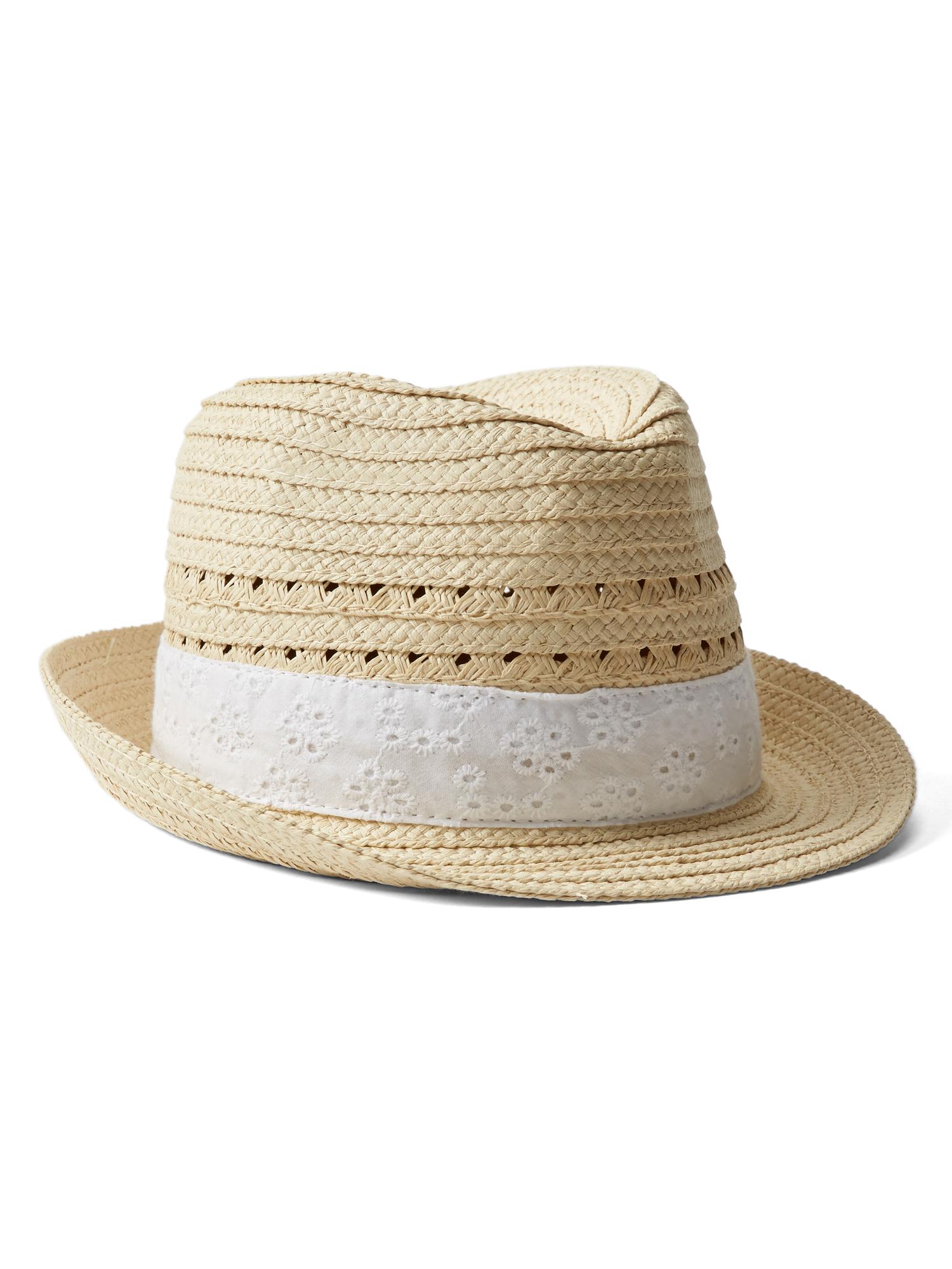 Eyelet brim straw fedora Gap
