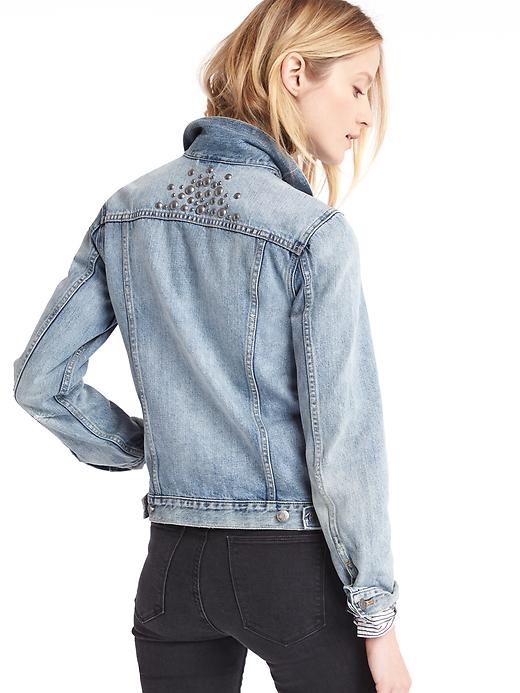 1 of 8 showing, with the color light indigo of product 1969 icon stud denim jacket