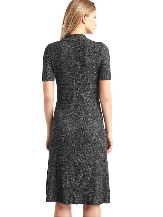 2 of 8 showing, with the color marled black of product Marled short sleeve mockneck dress