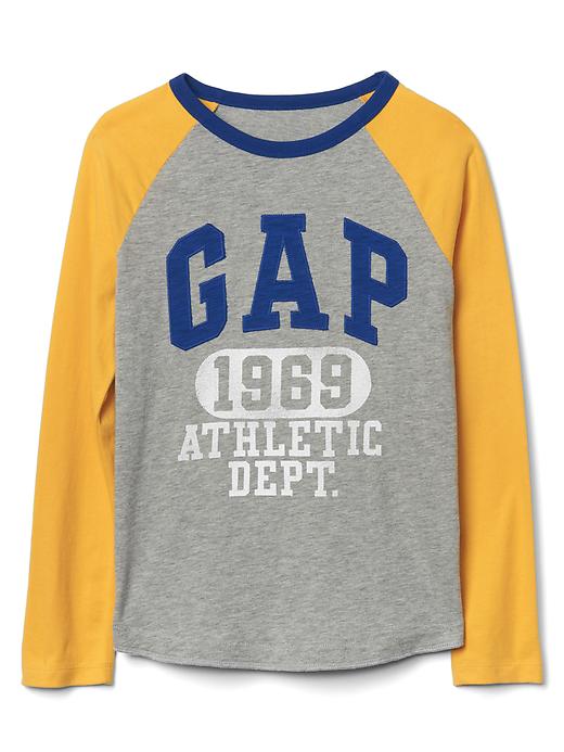1 of 8 showing, with the color grey heather of product Logo graphic baseball tee