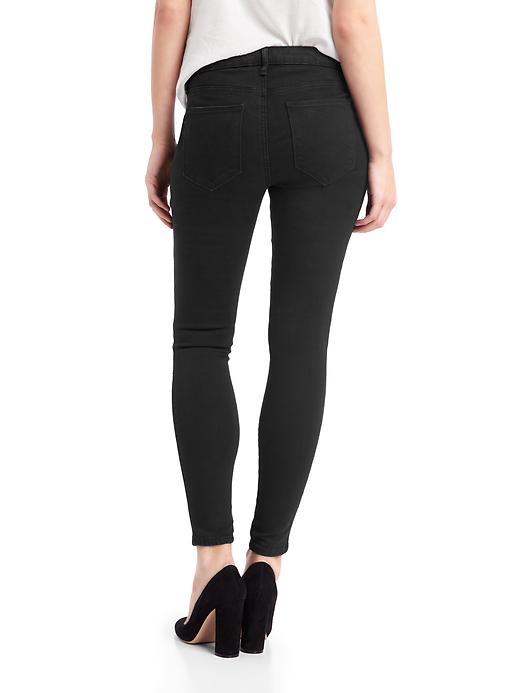 2 of 8 showing, with the color solid black of product Maternity inset panel easy jeggings