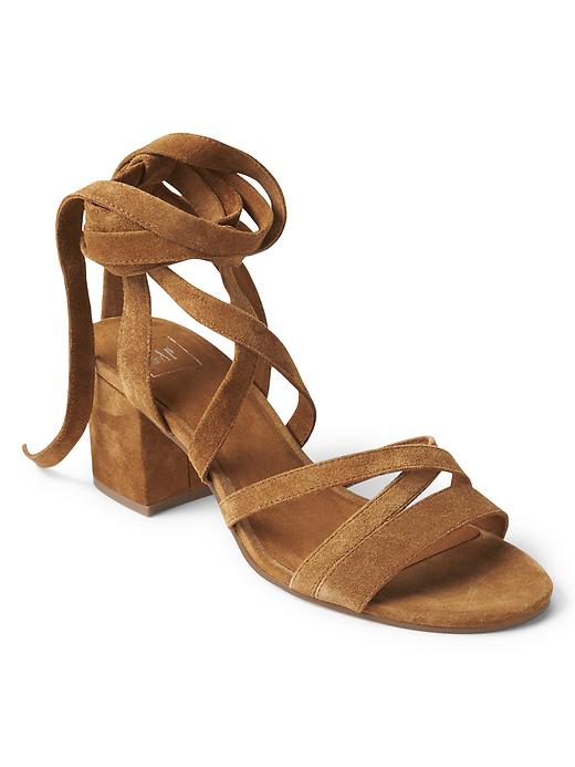 View large product image 1 of 1. Suede multi-strap sandals