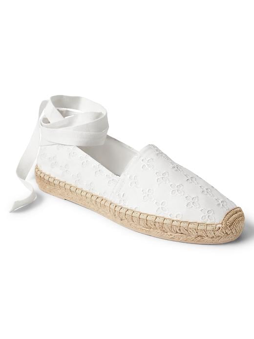 View large product image 1 of 2. Eyelet lace-up espadrilles