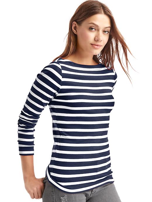 1 of 8 showing, with the color dark night of product Modern boatneck stripe tee