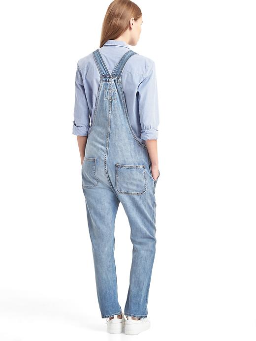 Image number 2 showing, Slouchy crop denim overalls