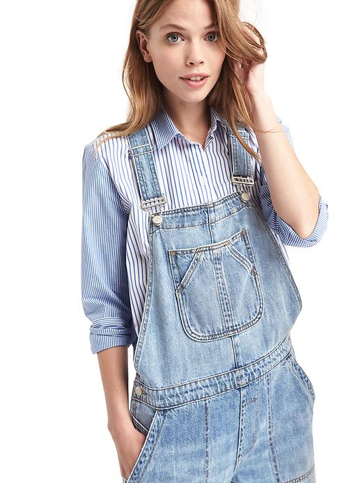 Image number 3 showing, Slouchy crop denim overalls
