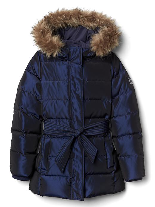 1 of 8 showing, with the color New Navy of product Shimmer down belted parka