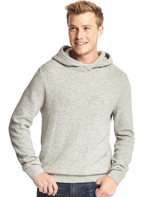 1 of 8 showing, with the color light grey marle of product Merino wool blend pullover hoodie