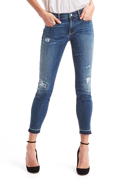 Image number 1 showing, Mid rise destructed true skinny ankle jeans