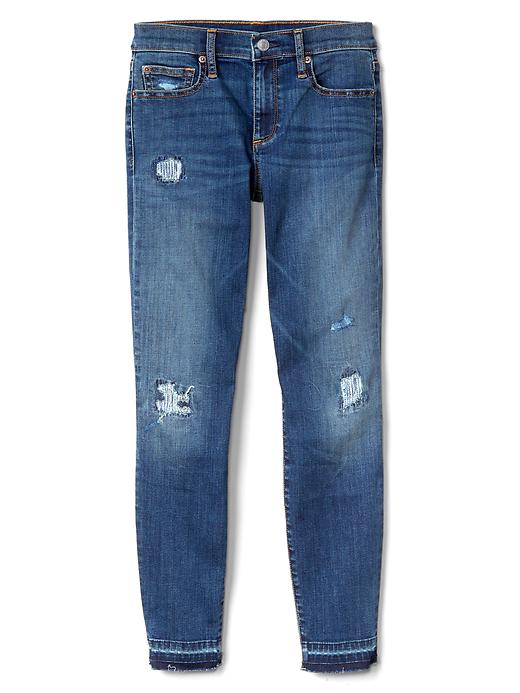Image number 6 showing, Mid rise destructed true skinny ankle jeans