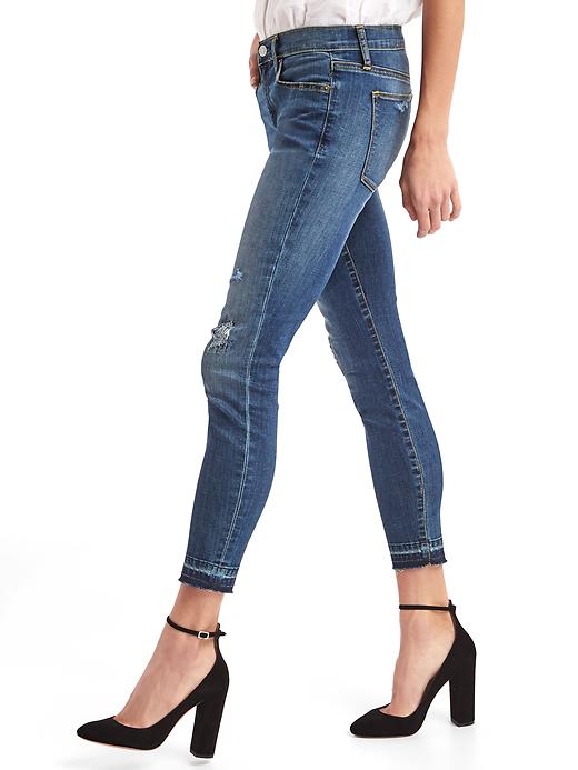 Mid rise destructed true skinny ankle jeans | Gap