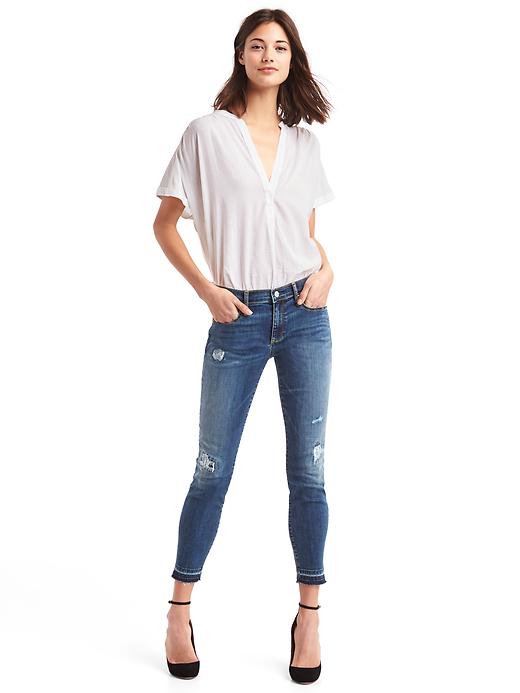 Image number 3 showing, Mid rise destructed true skinny ankle jeans