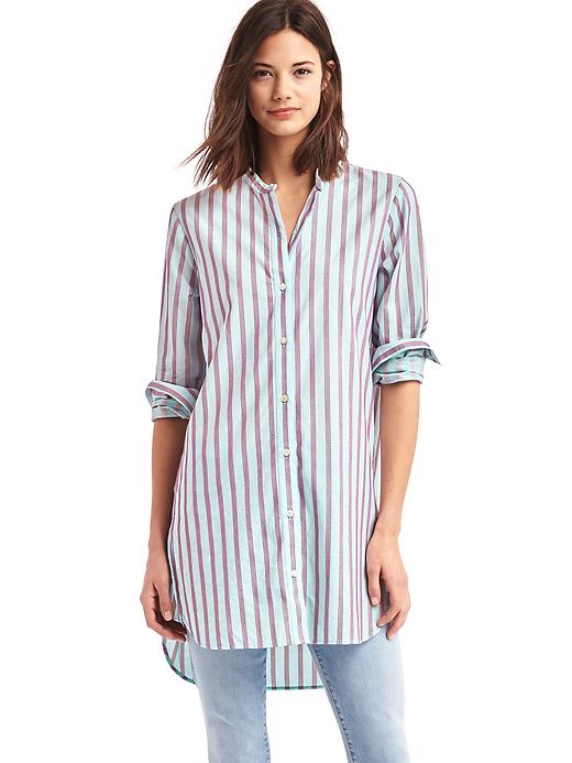 Image number 1 showing, Stripe band collar tunic