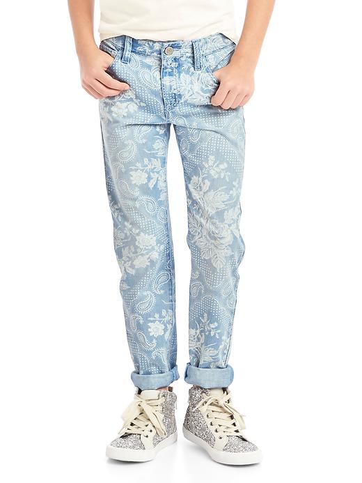 1 of 8 showing, with the color denim of product Bandana print girlfriend jeans