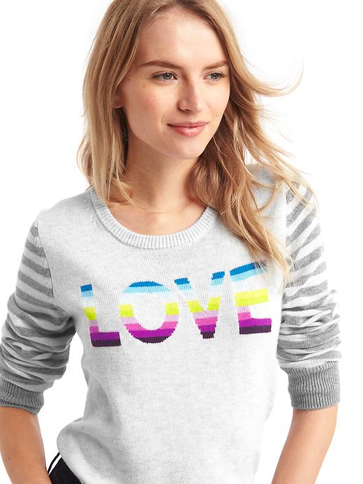 Image number 5 showing, Love intarsia crewneck sweater