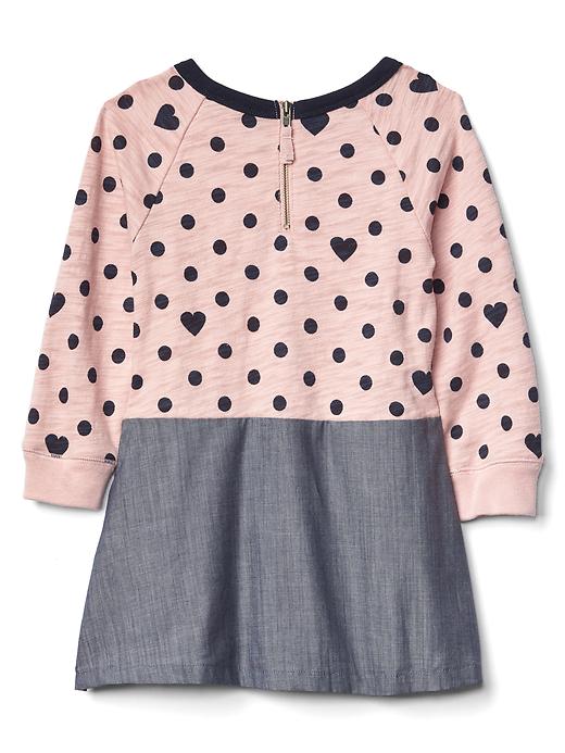2 of 8 showing, with the color pink standard of product Dots & hearts mix-fabric dress