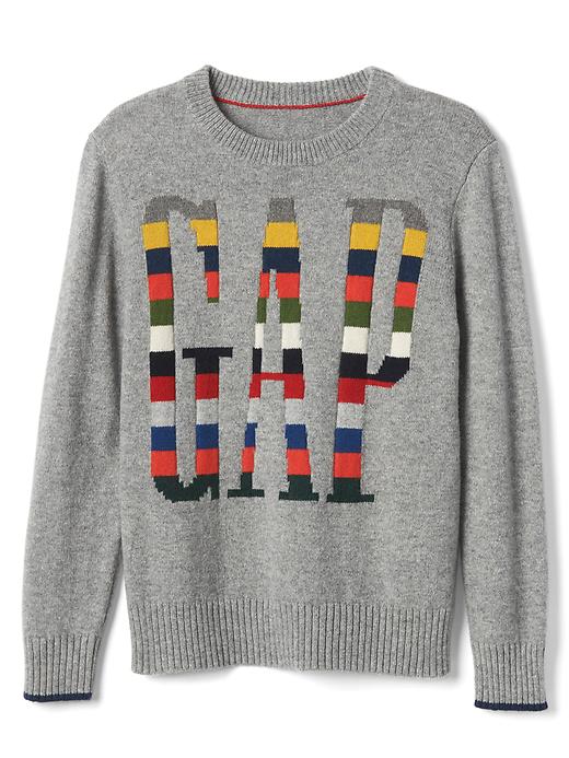1 of 8 showing, with the color charcoal gray of product Intarsia graphic crew sweater