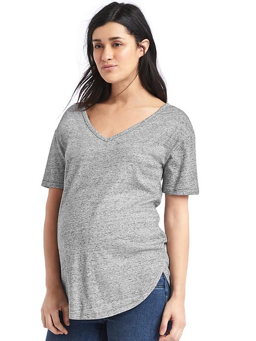 View large product image 1 of 1. Maternity V-neck vintage wash tee