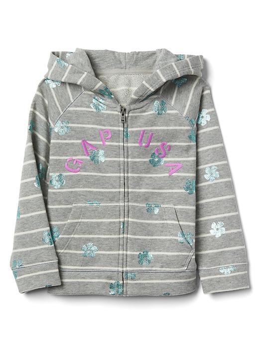 1 of 8 showing, with the color light grey stripe of product Logo floral zip hoodie