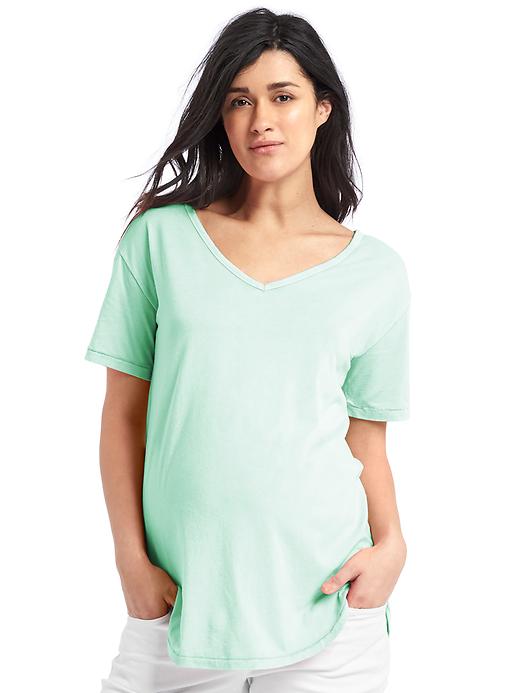 View large product image 1 of 1. Maternity V-neck vintage wash tee